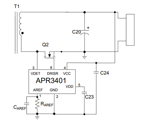 应用电路图 - Diodes Incorporated APR3401同步整流控制器
